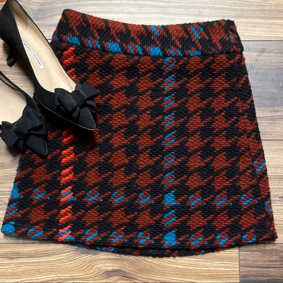 Topshop Houndstooth High Rise A-Line Wool Skirt, 4 - Picture 3 of 6